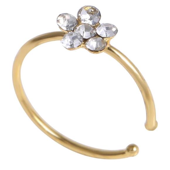 Jewelry - Faux Nose Ring, Crystal & Gold Floral Nose Hoop, Helix Tragus Faux Ring *NEW*